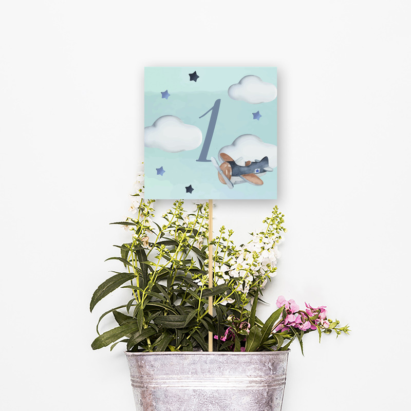 Αρίθμηση τραπεζιού Αεροπλάνο Vintage τετράγωνο