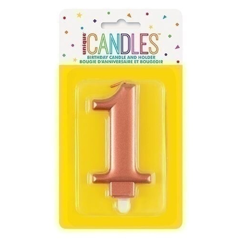 Κερί  1 Μεταλλικό Ροζ Χρυσό / 8 εκ