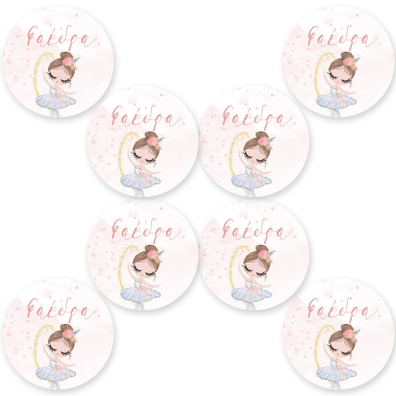 Στρογγυλά αυτοκόλλητα Μπαλαρίνα Pastel / 8 τμχ