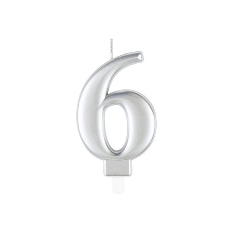 Κερί 6 Μεταλλικό Ασημί / 8 εκ.