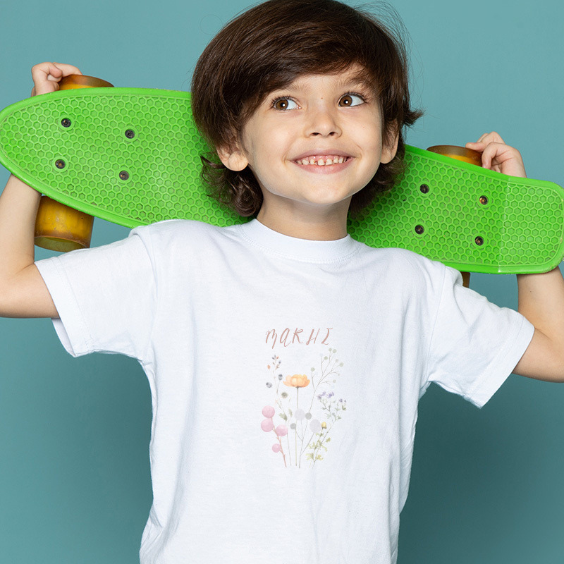 Παιδικό T-shirt Floral Pastel για αγόρι με όνομα