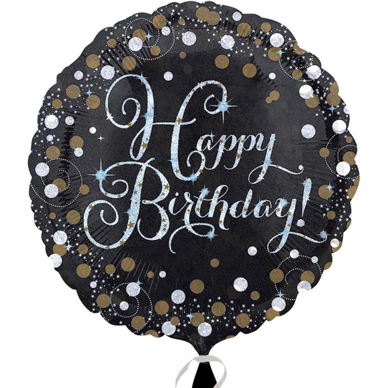 Μπαλόνι Φοιλ 18 Happy Birthday Sparkling Black / 46 εκ