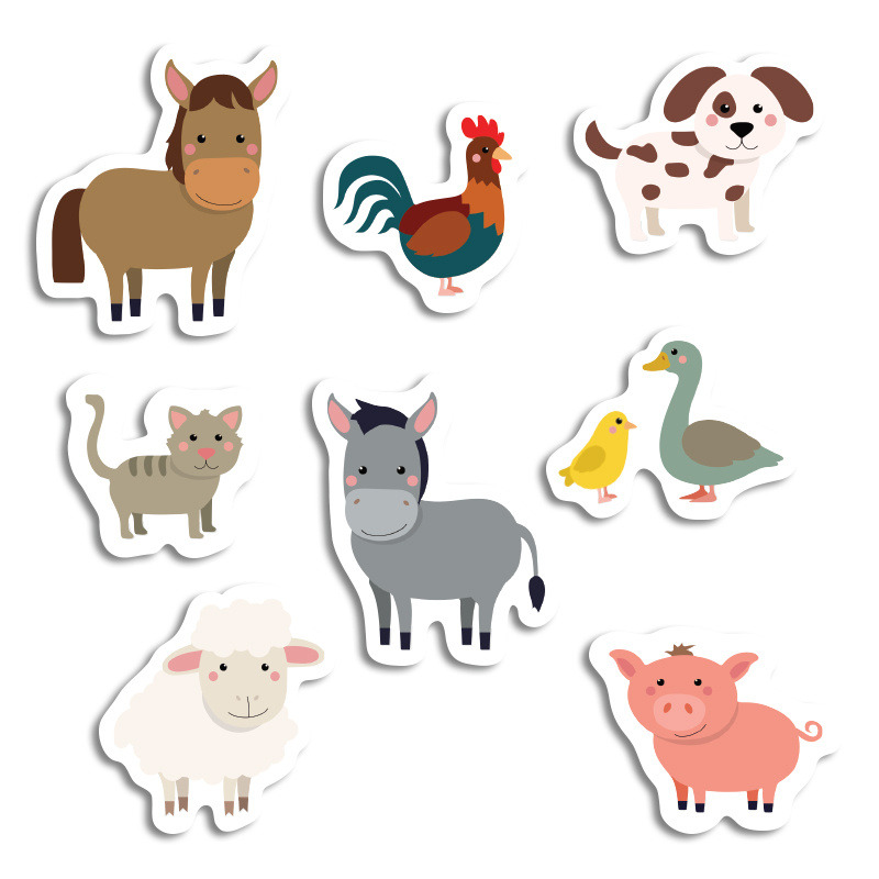 Αυτοκόλλητα Ζωάκια Φάρμας 10cm / 8τμχ