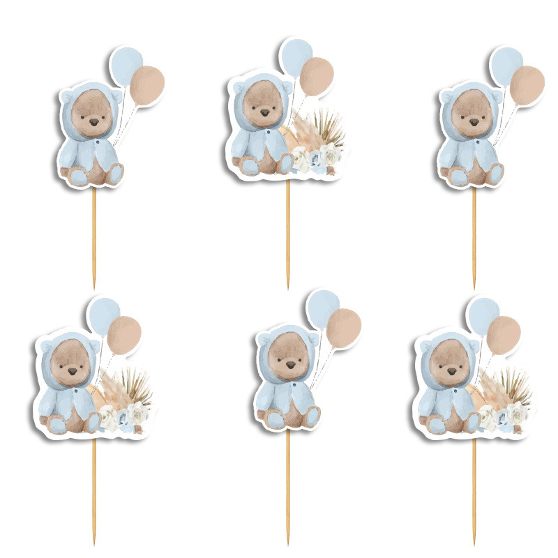 Cupcake toppers Αρκουδάκι για Αγόρι 10cm / 8τμχ