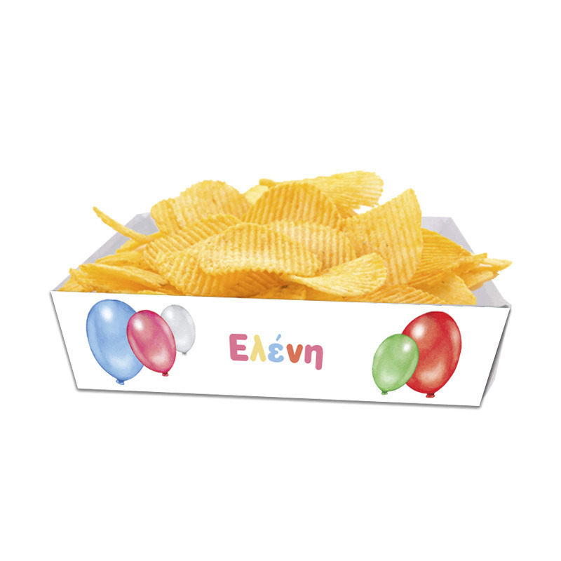 Κουτάκια για πατατάκια Happy Birthday Pastel με όνομα 8τμχ/ 15cmx10cmx4cm