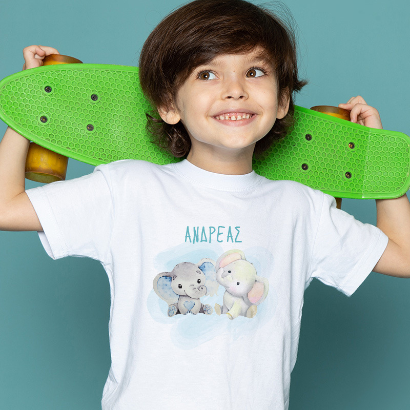 Παιδικό T-shirt Ελεφαντάκι για Αγόρι για αγόρι με όνομα