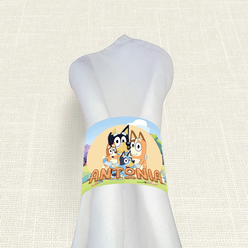 Δαχτυλίδι πετσέτας χάρτινο με όνομα Bluey