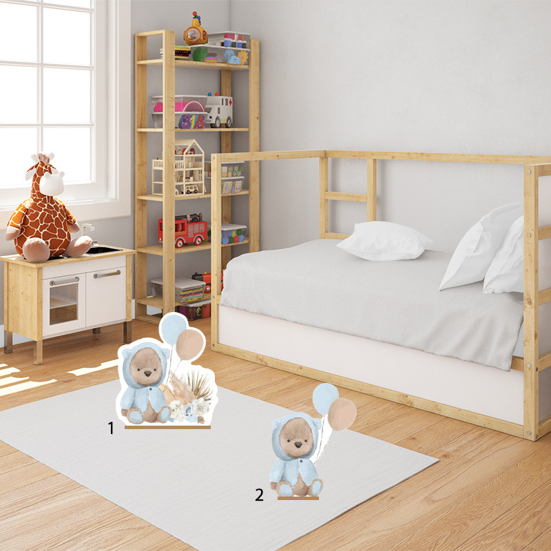 Διακοσμητική φιγούρα Αρκουδάκι για Αγόρι 50cm Ξύλινη με βάση/1 τμχ