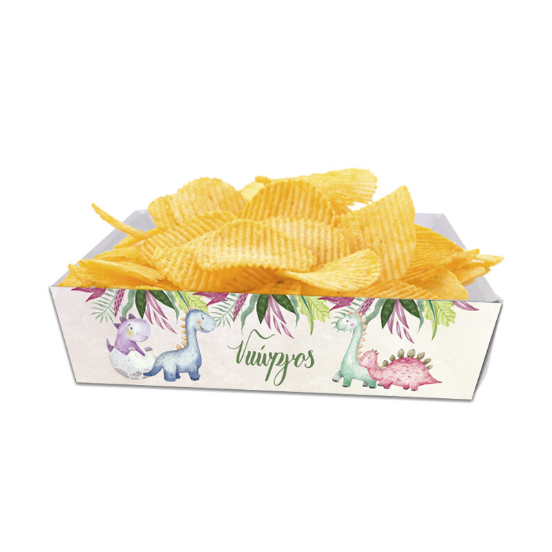 Κουτάκια για πατατάκια Baby Dino με όνομα 8τμχ/ 15cmx10cmx4cm