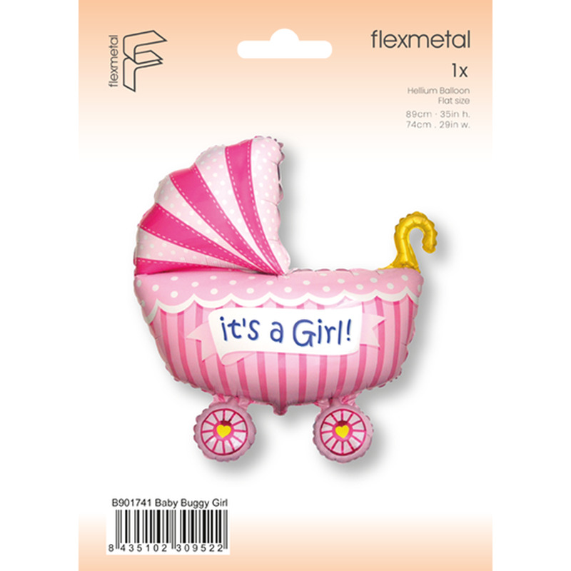 Μπαλόνι Φοιλ Σχήμα Καρότσι Baby Buggy Girl  / 89εκ x 74 εκ - Συσκευασμένο