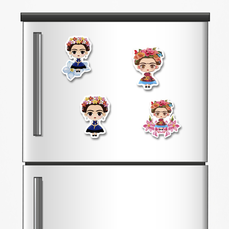 Ξύλινα μαγνητάκια Frida Kahlo 5cm/ 4τμχ