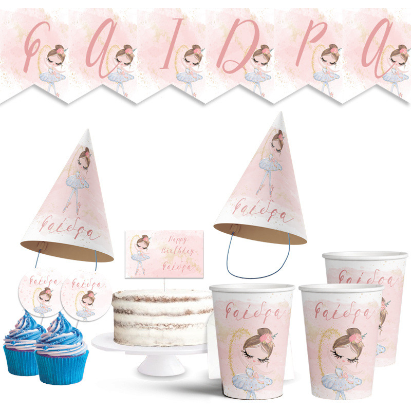 Σετ πάρτυ με όνομα Μπαλαρίνα Pastel / 8 ατόμων