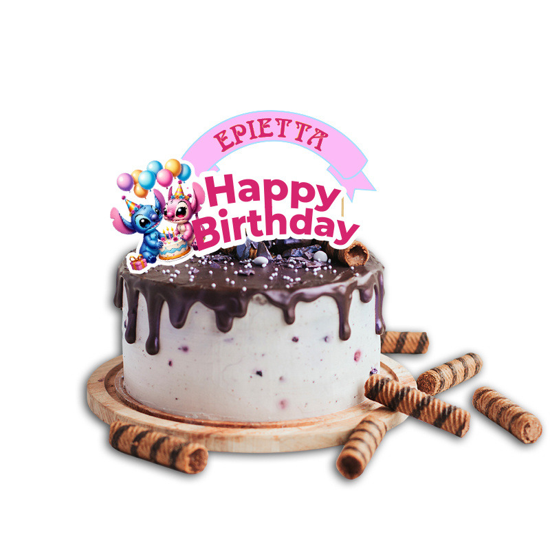 Topper Τούρτας Stitch & Angel με όνομα