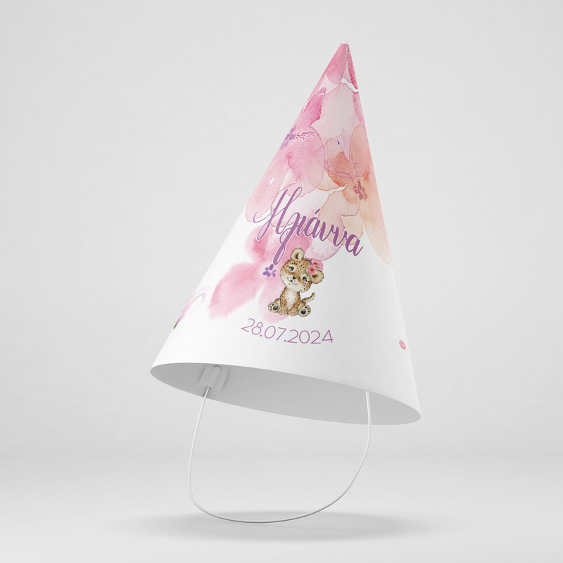 Καπελάκια πάρτυ με όνομα Ζωάκια Ζούγκλας Κορίτσι / 8τμχ
