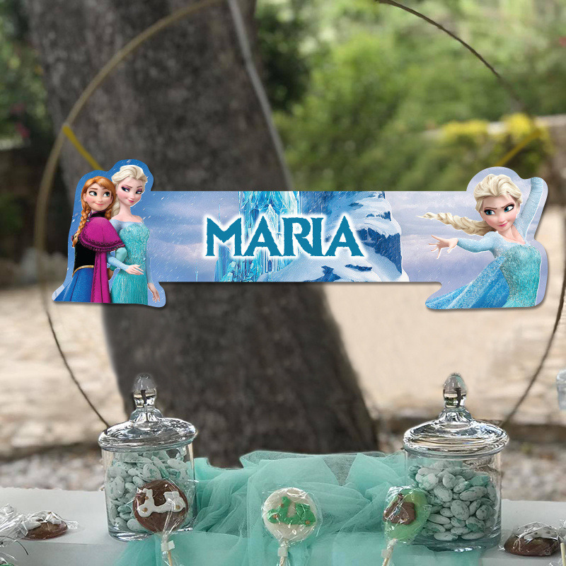 Ξύλινο διακοσμητικό Frozen με όνομα/ 35cm*15cm