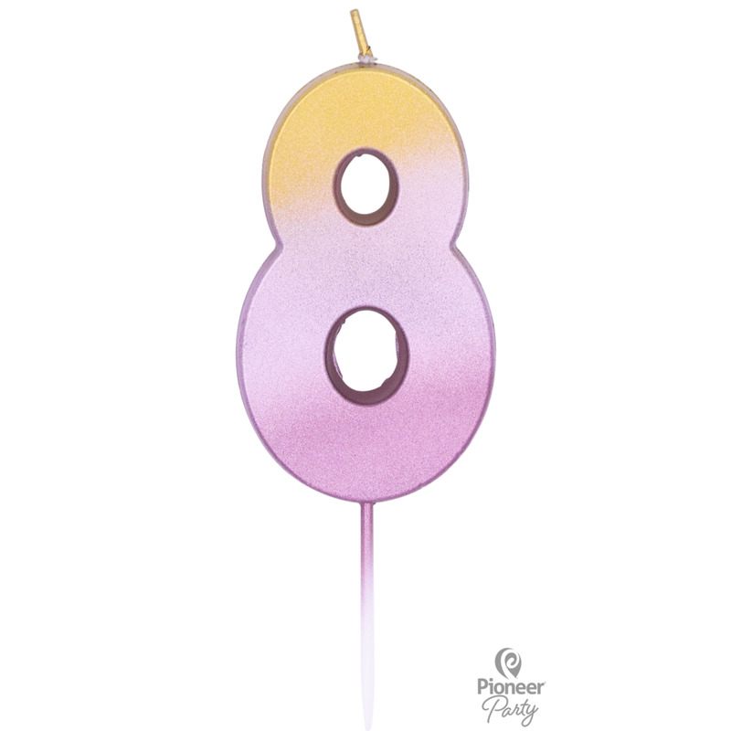 Κερί Νούμερο 8 Ροζ Χρυσό Ombre / 6.7 εκ