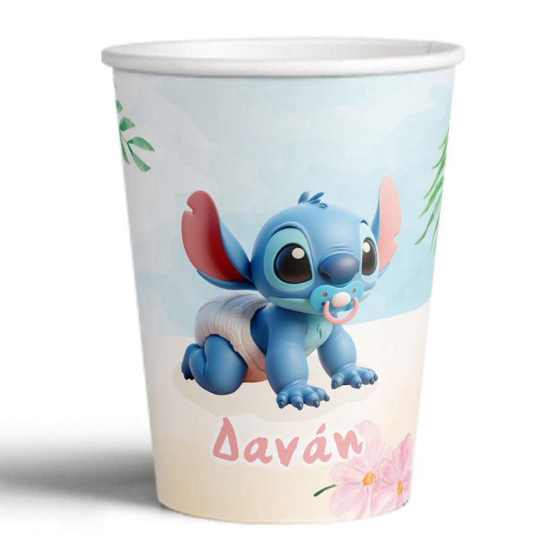 Ποτηράκια χάρτινα με όνομα Baby Stitch 250ml/8τμχ