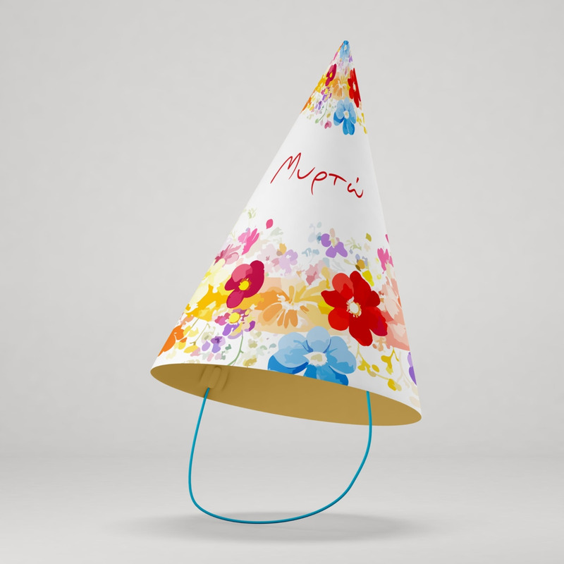 Καπελάκια πάρτυ με όνομα Floral / 8τμχ