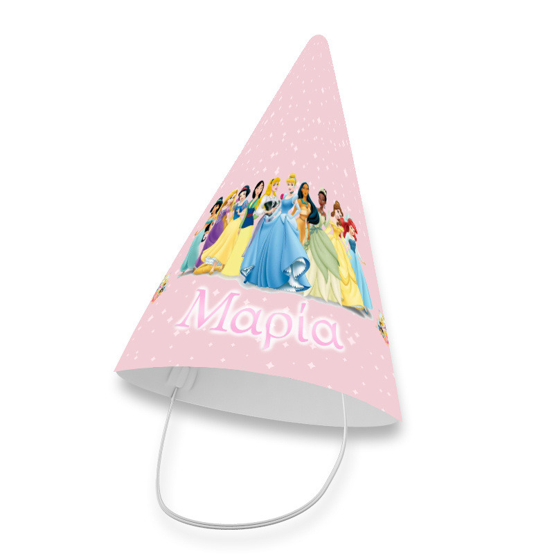 Καπελάκια πάρτυ με όνομα Πριγκίπισσές Disney/8τμχ