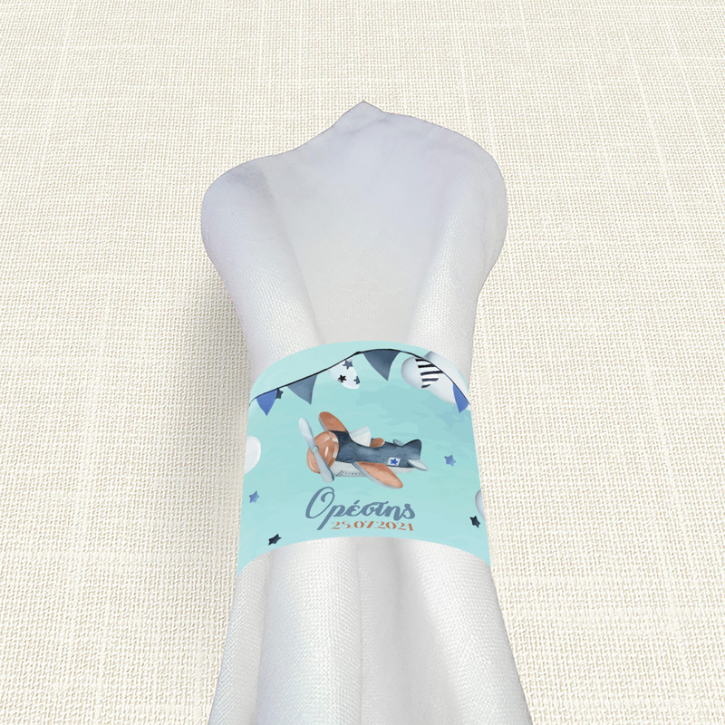 Δαχτυλίδι πετσέτας χάρτινο με όνομα Αεροπλάνο Vintage