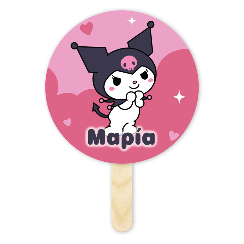 Βεντάλια Χάρτινη με όνομα Kuromi κύκλος