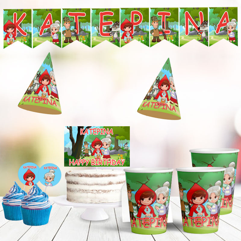 Σετ πάρτυ με όνομα Κοκκινοσκουφίτσα / 8 ατόμων