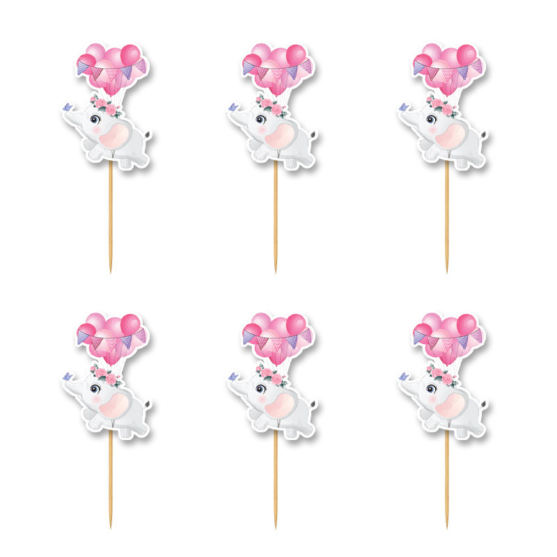 Cupcake toppers Ελεφαντάκι για Κορίτσι 10cm / 8τμχ