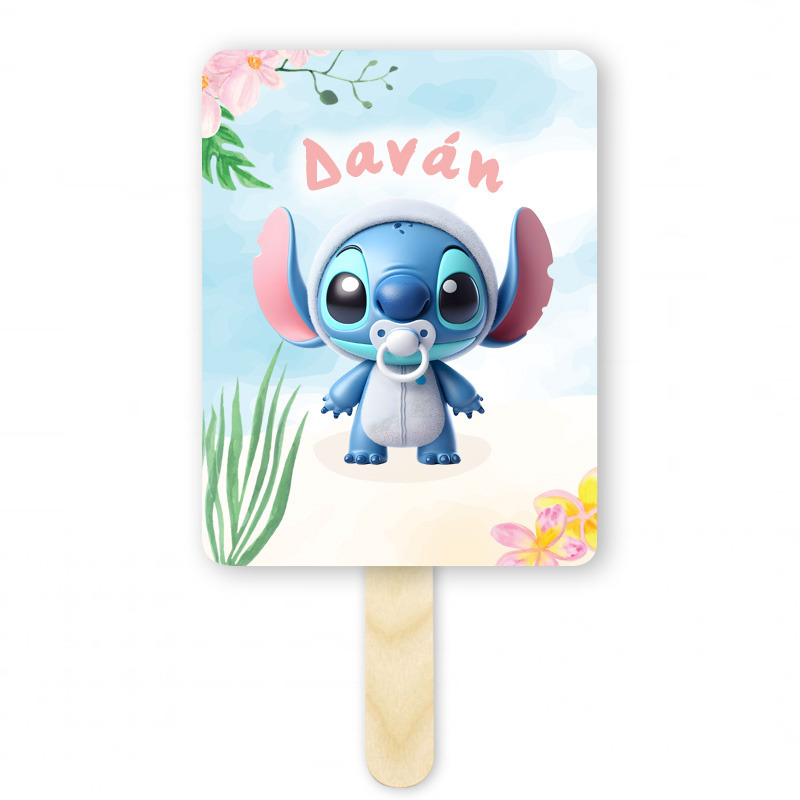 Βεντάλια Χάρτινη με όνομα Baby Stitch ορθογώνια