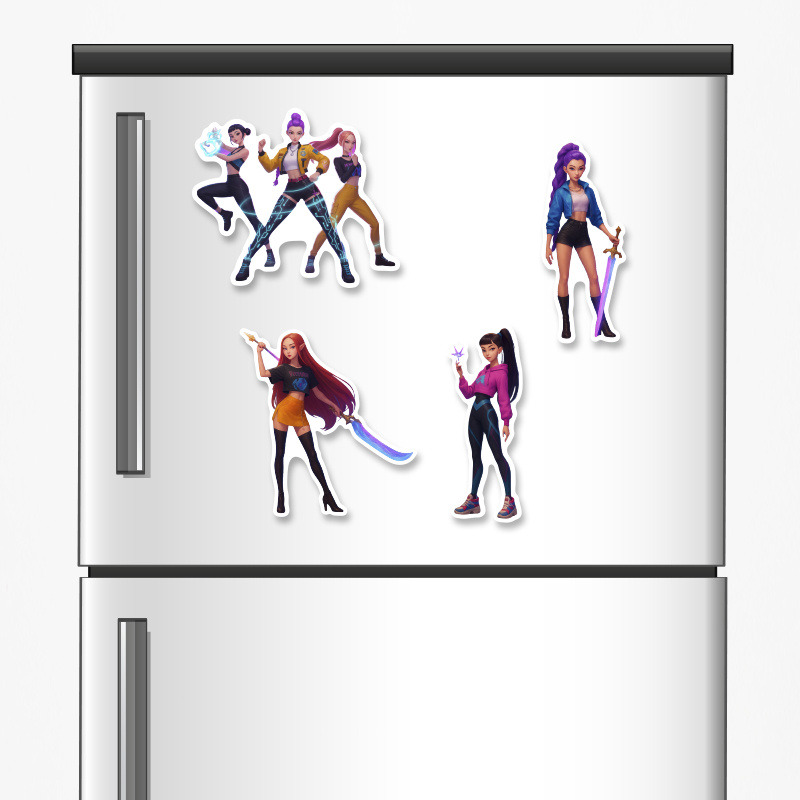 Ξύλινα μαγνητάκια K-Pop Demon Hunters 5cm/ 4τμχ