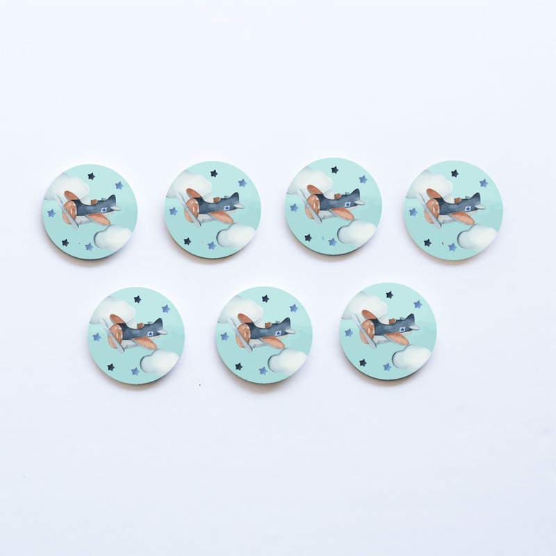 Ξύλινες Κονκάρδες Αεροπλάνο Vintage / 8τμχ