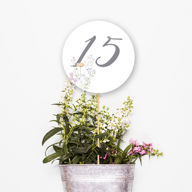 Αρίθμηση τραπεζιού Floral Pastel κύκλος 13cm