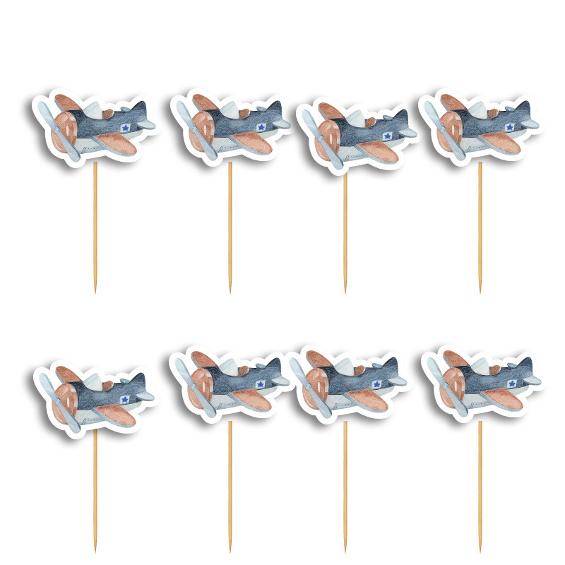 Cupcake toppers Αεροπλάνο Vintage 10cm / 8τμχ