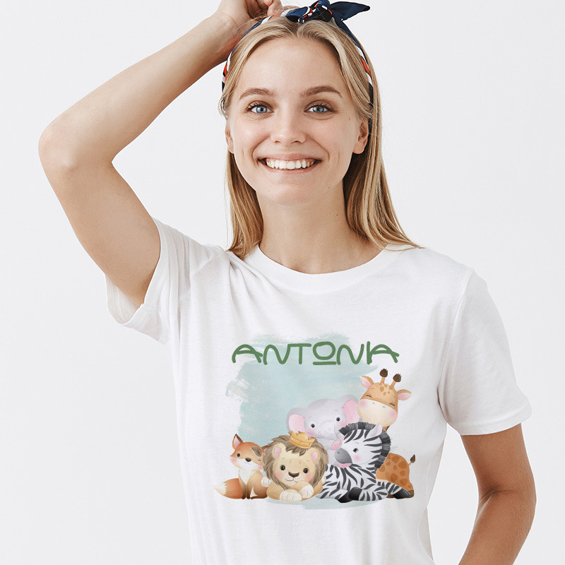 Γυναικείο T-shirt Ζωάκια Ζούγκλας για την Μαμά με όνομα