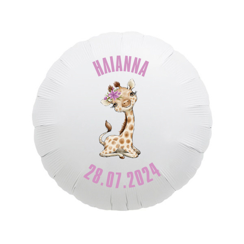 Foil Μπαλόνι για Βάπτιση Ζωάκια Ζούγκλας Κορίτσι με όνομα/43cm