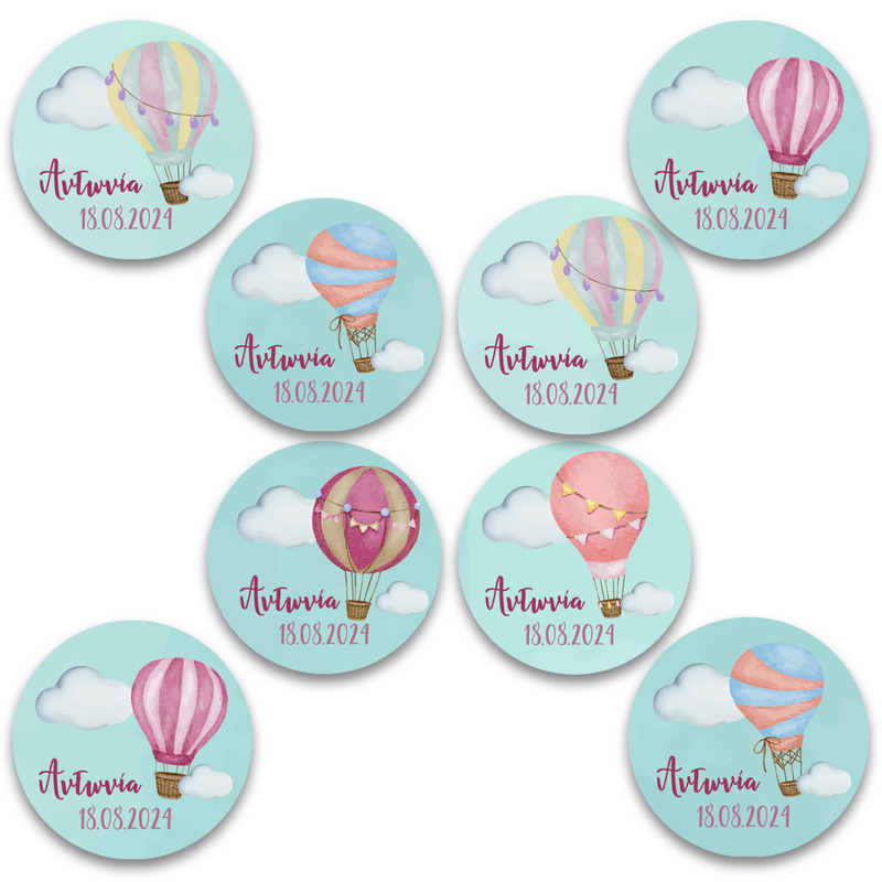 Στρογγυλά αυτοκόλλητα Αερόστατο / 8 τμχ