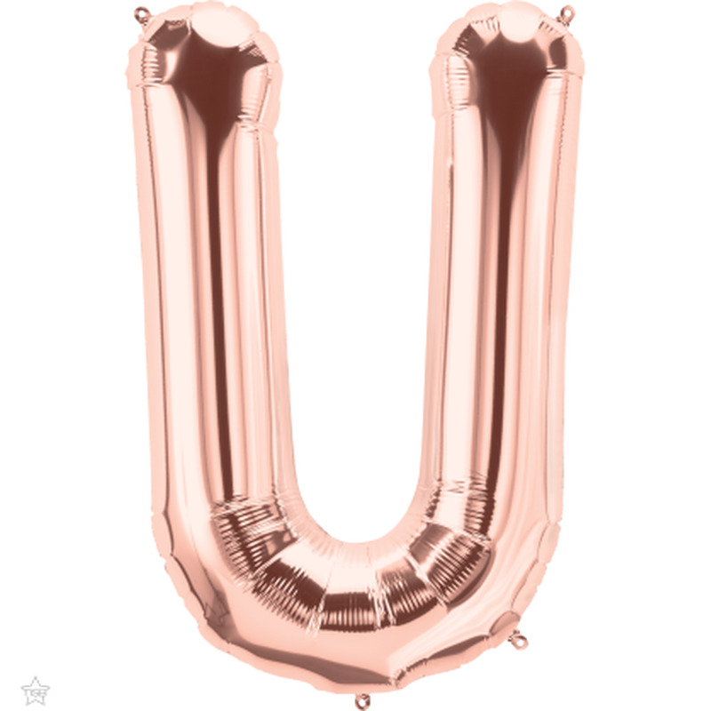 Μπαλόνι Φοιλ Γράμμα  U  Ροζ Χρυσό 34/ 86εκ