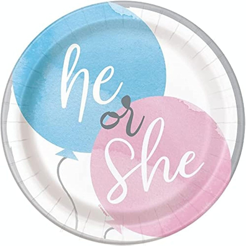 Πιάτα Χάρτινα Γλυκού He or She /gender reveal  8 τεμ