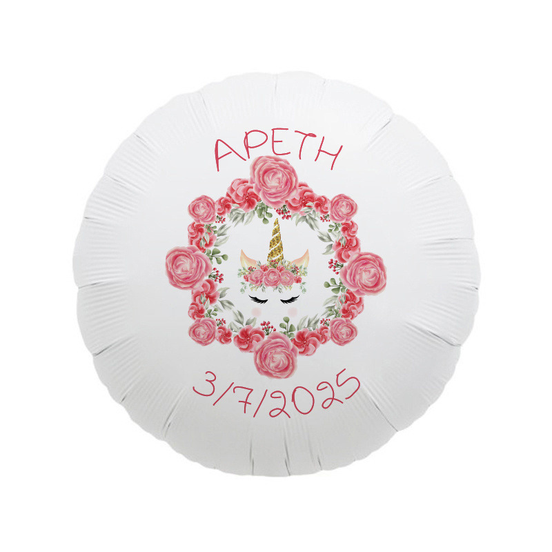 Μπαλόνι Φόιλ για Βάπτιση Unicorn με όνομα/43cm