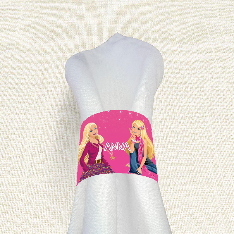 Δαχτυλίδι πετσέτας χάρτινο με όνομα Barbie