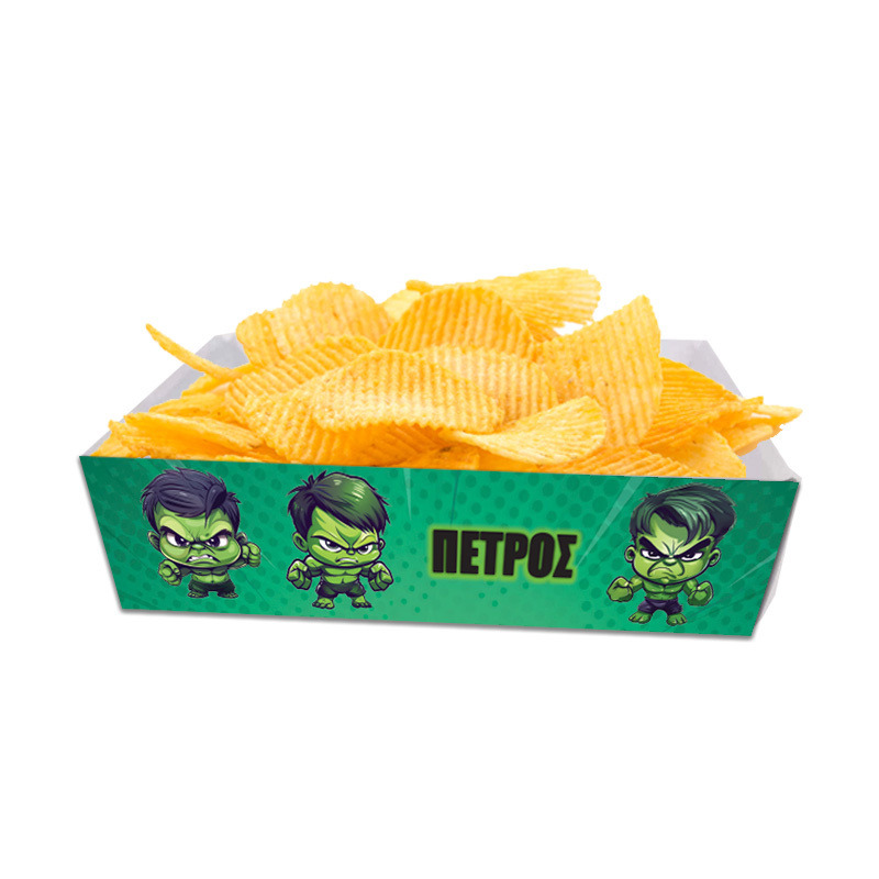 Κουτάκια για πατατάκια Baby Hulk με όνομα 8τμχ/ 15cmx10cmx4cm