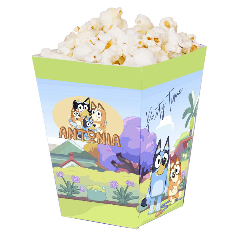 Κουτί Pop Corn με όνομα Bluey 15cmx9cmx9cm