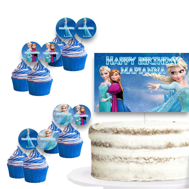 Διακόσμηση τούρτας Frozen & cupcake toppers
