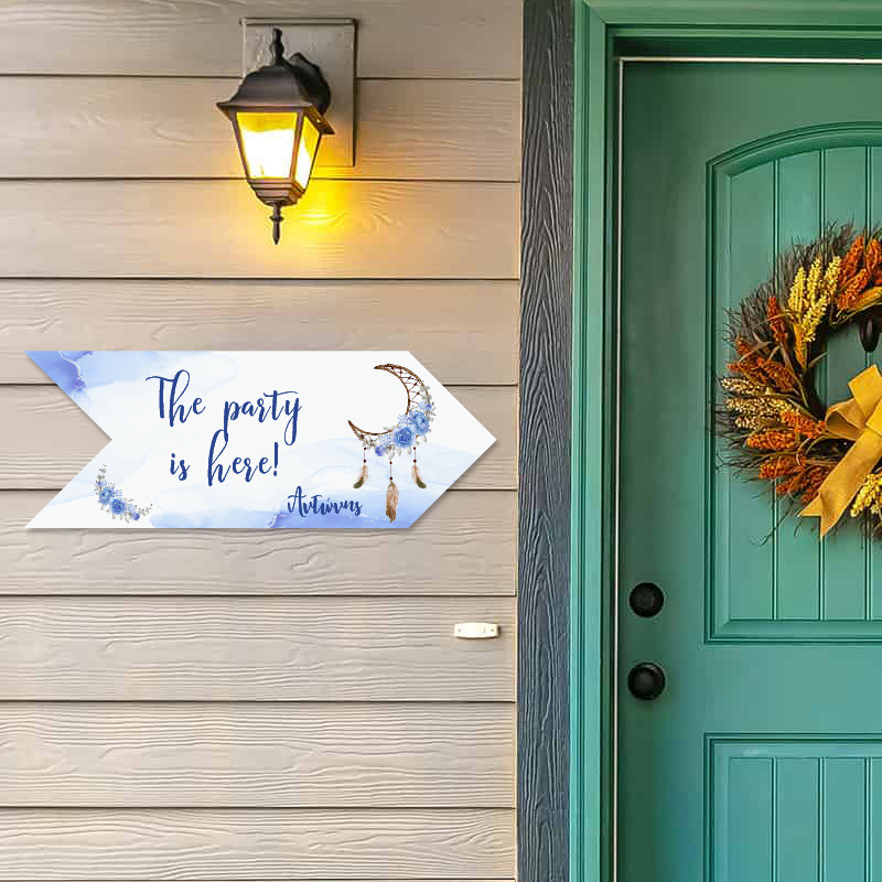 Ξύλινη Πινακίδα Ονειροπαγίδα Αγόρι με όνομα βελάκι/40cm*15cm