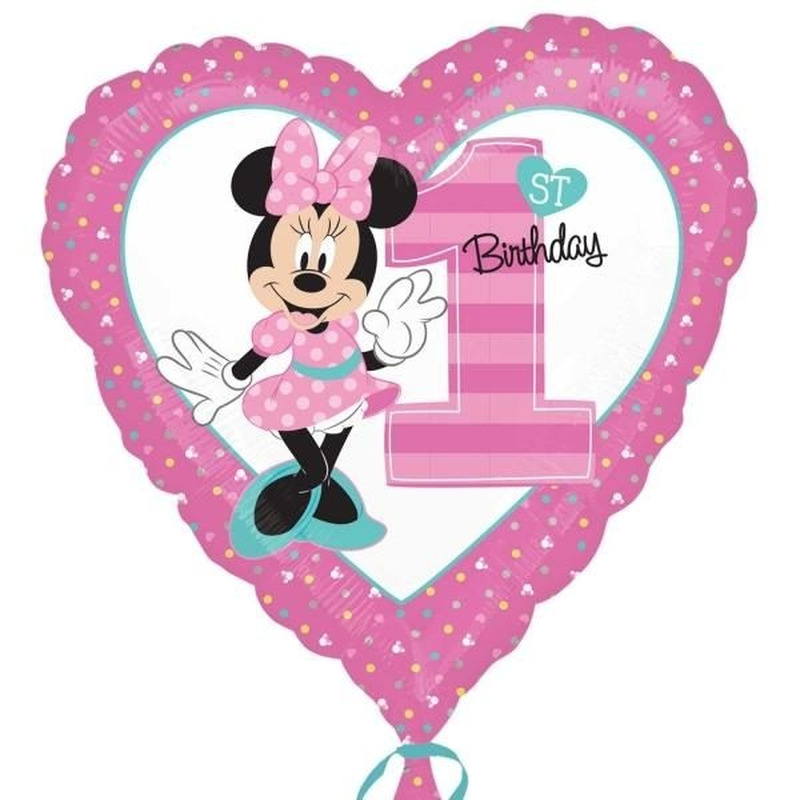 Μπαλόνι Φοιλ 17 Καρδιά 1st Birthday Minnie Mouse