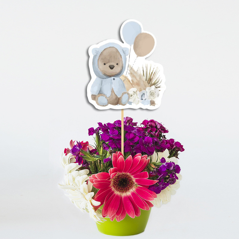 Διακοσμητικό Τοππερ Αρκουδάκι για Αγόρι χάρτινο για τον Μπουφέ/ 20cm