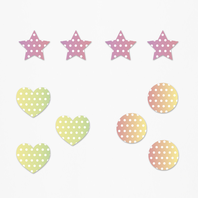 Ξύλινα διακοσμητικά Retro Rainbow Pink Pattern mix/ 10τμχ(2cm)