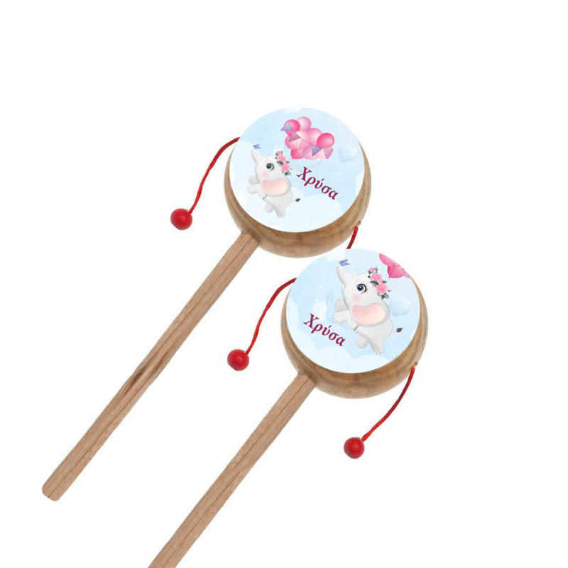 Ξύλινο Τυμπανάκι με όνομα Ελεφαντάκι για Κορίτσι