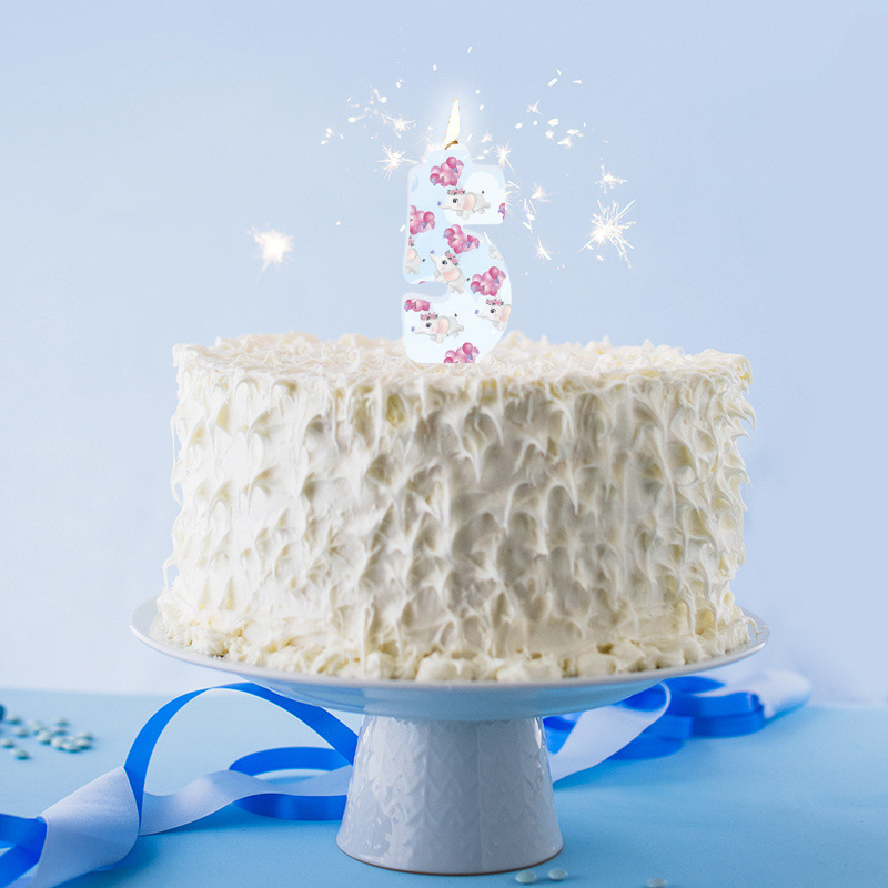 Κερί Νούμερο 5 Ελεφαντάκι για Κορίτσι