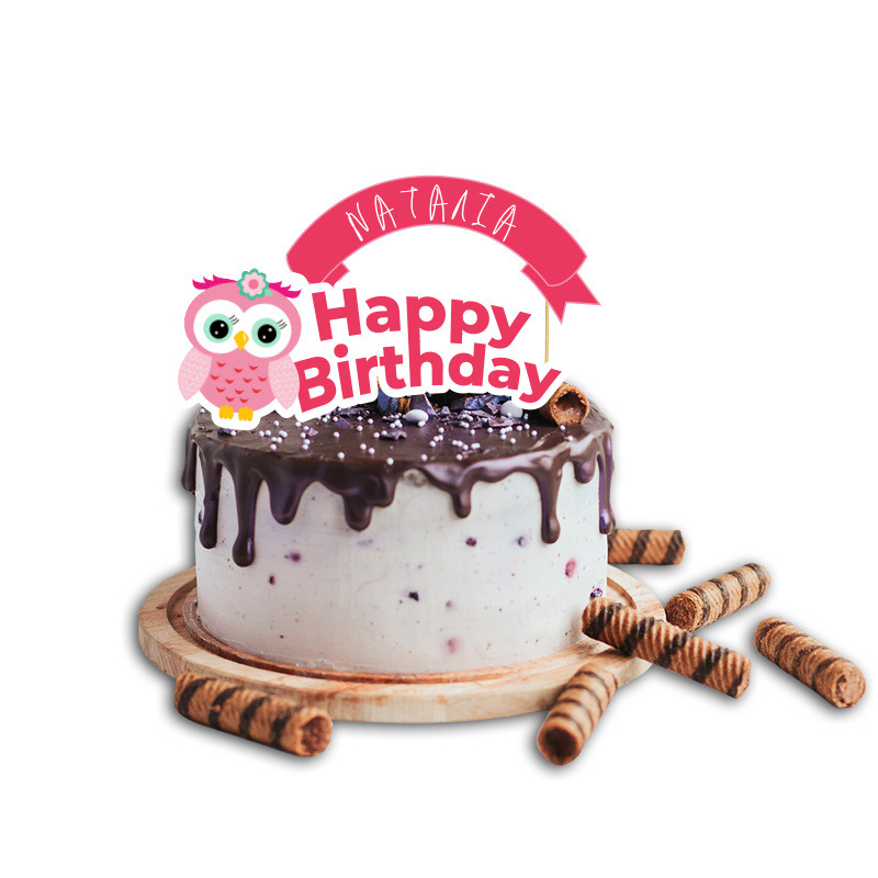 Topper Τούρτας Κουκουβάγιες με όνομα
