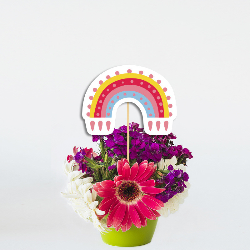 Χάρτινο διακοσμητικό Τοππερ Retro Rainbow Pink/ 20cm